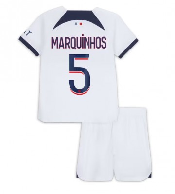 Paris Saint-Germain Marquinhos #5 Replika Babytøj Udebanesæt Børn 2023-24 Kortærmet (+ Korte bukser)